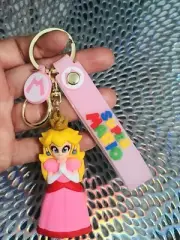 Super Mario bros Keychain vibrant color 3d rubber Princess Peach
