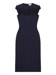 [Alexander Mcqueen] Alexander Mcqueen-Abito A Tubino Sartoriale In Mohair Con Dettagli In Pizzo-Donna 46 IT