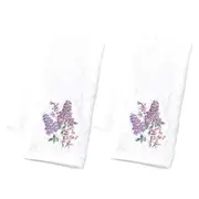2x Pilbeam Living Cotton 65cm Lilac Bouquet Hand Towel Face Washer Cloth White