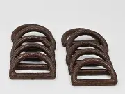 10 Vintage Brown Plastic Faux Wood Grain Texture 1-1/2" Dee Macrame Craft Rings