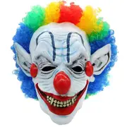 Scary Evil Full Mask Latex Foam Clown with Hair