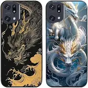 2 Pcs/Lot Chinese Loong Dragon Printed TPU Soft Gel Silicone Back Phone Case Cover (Case for Oppo Find X5 Pro)