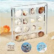 Artlunar 36 Grids Square Clear Acrylic Shadow Boxes Mini Seashell Collection Display Box Shell Display Cases (Square (16 Grids))