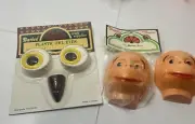 Vintage 4 Plastic Doll Faces2 Monkey Faces 1 Witch 1 Owl Eyes Darcie Crafts