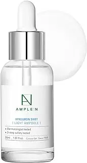 Coreana AMPLE:N Hyaluronic Shot Light Ampoule 1.01 fl. oz (30 ml) - Intensive 7 Hyaluronic Acid Hydro-Boost Refreshing Serum, Oil-Free, Moisturising for Oily Skin and Combination Skin