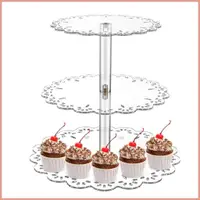 在飛比找蝦皮商城精選優惠-紙杯蛋糕層架亞克力透明服務托盤 3 層紙杯蛋糕架裝飾易於組裝