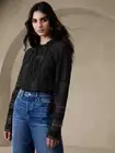 Banana Republic FAE LACE INSET BLOUSE TOP BLACK , SIZE SMALL S NWT