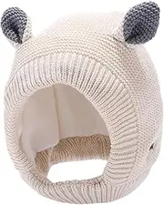[RYZGOJV] Kids Winter Hat Knitted Hat, Unisex Kids Toddler Children Hat with Neck Straw Cute Warm Keep Cap Kids Gift Rabbit-Beige, Multicolor, One Size