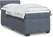 vidaxl - Box Spring Bed with Mattress and LED Lights, King Single, Dark Grey Fabric, Includes Mattress Topper, Personalized Support, Customizable Lighting, USB Powered, 203x107x100.5 cm