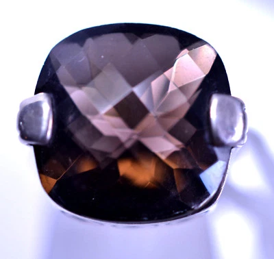 NWT RETIRED BRIGHTON STERLING SILVER DREAMSCAPE SMOKY QUARTZ TOPAZ HEART RING