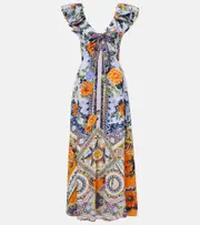 [Camilla] Camilla Printed linen and silk maxi dress AU 6 multicoloured