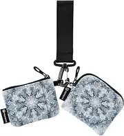 [XYMZR] Mini Zip Around Wristlet keychain Wallet Snowflake Winter Closeup for Women Personalized Pattern Detachable Dual Pouch Wristlet Portable Wallet Phone Coin Purse, Multi-colored, One Size
