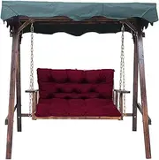 Waterproof Replacement Canopy Swing Cushions with Backrest for 2/3 Seater Garden Chairs Dark Red Outdoor Patio Furniture Porch Yard 150 * 100 * 10cm