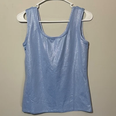 NWT White House Black Market Sparkle Light Blue Tank Top Women's Medium Shimmer