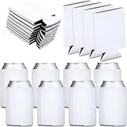 PARTY BESTBUY Blank Beer Can Cooler Sleeves 20PCS, Soft Insulated Reusable Beer Cooler Sleeves, Sublimation Blanks for Vinyl Plain Collapsible Foam Can Sleeves Coolers for Soda Cans and Bottles(White)