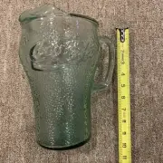 Vintage Coca Cola Pitcher Green Pebble Glass With Ice Lip 9” High