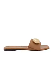 Pebble slide in soft calfskin 36,37,38,39,40,41 oak brown
