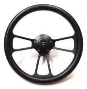 Chevrolet Monte Carlo 14" Black on Black Steering Wheel + Chevy Horn + Adapter (for: Chevrolet)