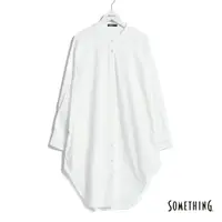 在飛比找樂天市場購物網優惠-SOMETHING 削肩立領長版水洗丹寧長袖襯衫-女款 白色