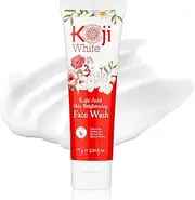 Koji White Kojic Acid Skin Brightening Face Wash for Exfoliating Face, Hydrating Face Moisturizer, Vegan Face Wash, Even Skin Tone with Vitamin C, Flower Extracts, Vitamin E, 2.54 Fl Oz