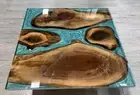 Square Resin Epoxy Resin Coffee Table Top Live Edge Wood Counter Top Slab Decors