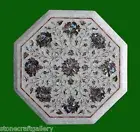 15" White Marble Corner Table Top Paua Shell Floral Inlay Art Home Decor