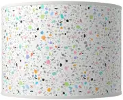 Giclee Print Lamp Shade Colored Terrazzo 15.5x15.5x11 Spider Harp and Finial