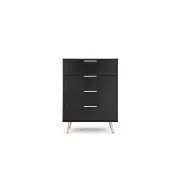 Vienna Wooden Chest of 4-Drawers Tallboy Storage Cabinet - Black/Gold