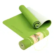 Powertrain TPE Yoga Exercise Mat Home Gym Pilates Fitness 8mm Thick in Green