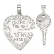 Sterling Silver Heart And Key Charms