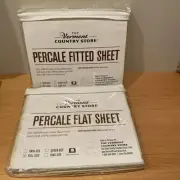 Vermont Country Store Full Size Flat And Fitted Percale Sheet Ivory New