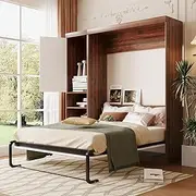 Favfurish Full Size Murphy Bed,Foldable Cube Cabinet Queen Platform Bed, Modern Murphy Bed, Space-Saving Wall Bed for Guest Room or Home Office, No Box Spring Needed, Noise Free,White