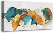 Botanical Wall Art Framed Prints Floral Artwork Colorful Leaf Flower Pictures Room Wall Decor Minimalist Plant Paintings Canvas Wall Art for Living Room Bathroom Home Kitchen Decorations 20x40 inches