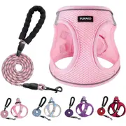 Harness and Leash Set for Small Dogs, Small Size Harness with Soft Mesh and Reflective Rope for Small Dogs( Pink ,M)