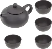 TOYANDONA Japanese Tea Kettle 1 Set Purple Clay Tea Pot Kungfu Teacup Set Chinese Tea Kettle apanese Tea Set Asian Kung Fu Gongfu Tea Set (Black) Vintage Tea Kettle