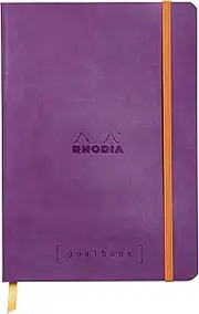 RHODIA 117750C - Soft Notebook Bullet Journal Goalbook Purple - A5 - Dotted Dot - 240 pages - 90g Ivory Clairefontaine Paper - 2 Ribbons, Elastic Closure - Faux Leather Cover