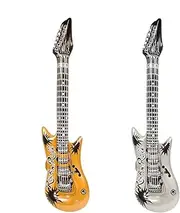 Treasure Gurus Set 2 40" Inflatable Silver Gold Electric Guitar Blow Up Toy Swimming Pool Floaties Water Party Float