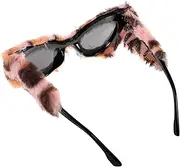 [NOLITOY] Plush Funny Sunglasses Women's Eye Sunglasses Women's Sunglasses Party Sunglasses Ladies Cat Eyes Polarized Sunglasses Adults Sunglasses Fuzzy Glasses People Theme