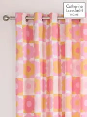 Catherine Lansfield Pink Retro Daisy Reversible Lined Eyelet Eyelet Curtains (AC4040) | $115