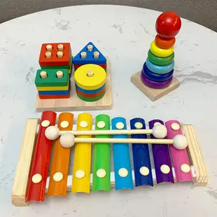 嬰幼兒童木製八音手敲琴 早教寶寶益智樂器玩具 1-3歲小木敲琴 兒童玩具敲琴 敲打音樂益智手敲八音琴【包郵】