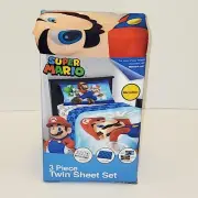 NEW Franco Kids Bedding Super Soft Sheet Set, 3 Piece Twin Size - Nintendo Mario