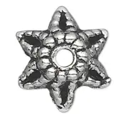 50 Antiqued Silver Pewter 9x5mm Star Flower Bead Caps to Fit 8-14mm Beads