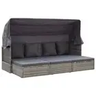 Garden Lounge Bed with Roof Mixed Grey Poly Rattan Outdoor Sun Lounger vidaXL