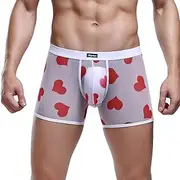 [YZMJYMHS] Women's Exotic Sleepwear & Robe Sets Men Print Breathable Mesh Thread Briefs Sexy Flat Jockstrap Thongs-Blanco_M
