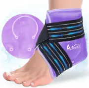 Reusable Ankle Ice Pack Wrap Purple for Foot Heel Pain Swelling and Injuries