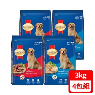 SmartHeart 慧心犬糧-牛肉(成犬)3kg x2/雞肉+雞蛋(成犬)3kg x2 (共4包)