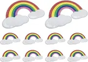 AIMALL 10 PCS Large Rainbow Sequin Embroidered Patch, 9.44 x 5.9 Inches DIY Beaded Cloth Sticker, Fashion Clothing Accessories for Jeans, Bags, Jackets