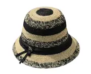 C20 Ladies Summer Grass Crochet Straw Hat Foldable Sunscreen Beach Hat Sun Hat Travel Color Matching Hat Outer Wear Accessories