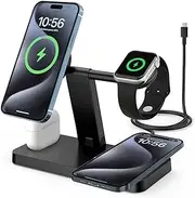 4 in 1 Wireless Charger Stand Magnetic Wireless Charging Station Compatible with Apple Watch Series 8/9/7/6/5/4/3/2/SE, AirPods, iPhone 14/15/13/12/Pro/Pro Max/Mini (No AC Adapter)