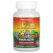 NaturesPlus, Animal Parade, Vitamin D3, Sugar Free, Black Cherry, 12.5 mcg (500 IU), 90 Animal-Shaped Tablets